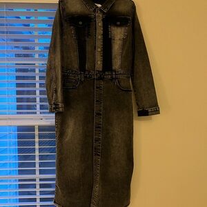 Black Denim Long Jacket Dress